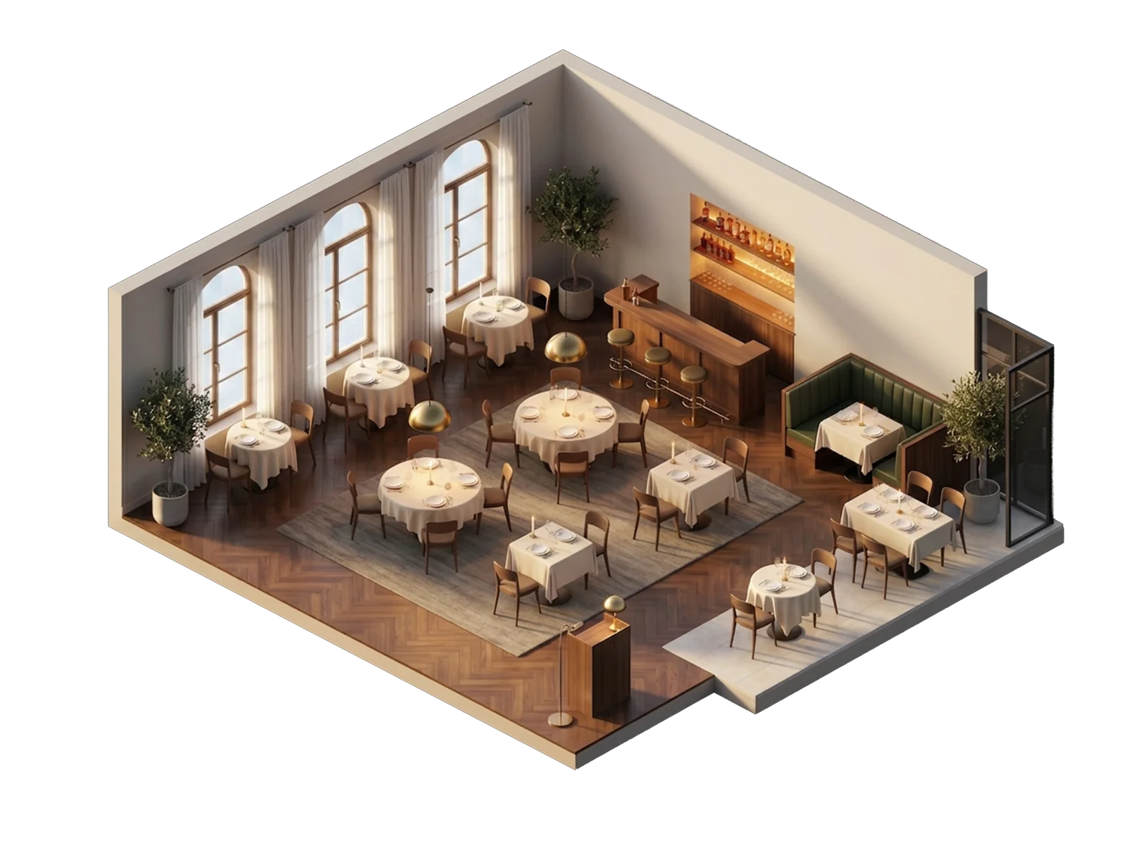 The dining room at lunch