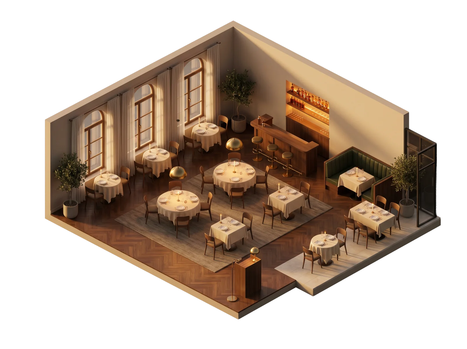 The dining room at golden hour