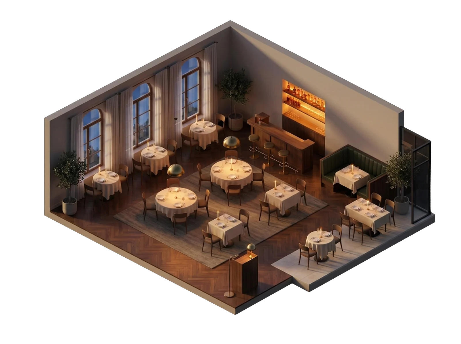 The dining room at candlelight
